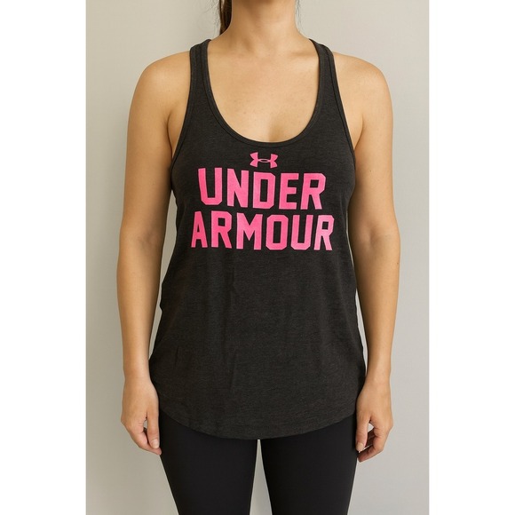 Under Armour Tank Top Gray Racerback Sleeveless Athletic Activewear - Picture 1 of 4